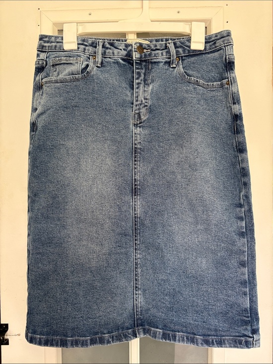 The Main Street Exchange Dresses & Skirts - Classic Denim Skirt in Medium Wash “Robyn” by The Main Street Exchange